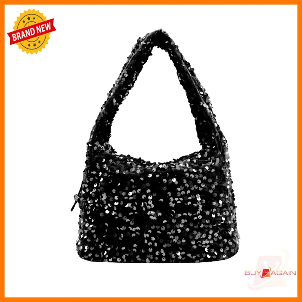 Sparkle Sequin Mini Clutch Evening Bag With Adjustable Handle
